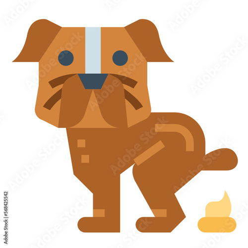 Dog pooping flat icon style