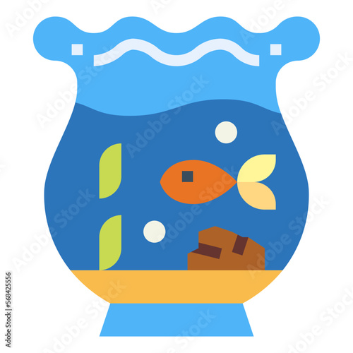 fish tank flat icon style