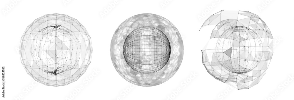 Vector futuristic sphere of particles and lines. Network connection big data. Abstract technology background. Vector futuristic sphere of particles and lines. Network connection big data. Abstract technology background.