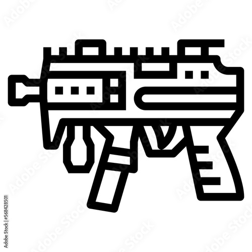 Machine pistol line icon style