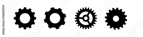 Gear set. Black gear wheel icons