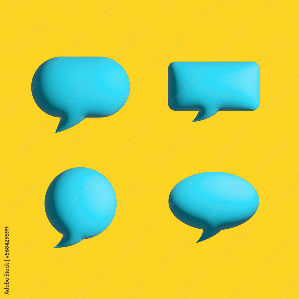 blue social media comment icon set. 3d illustration blue social media comment icon set. 3d illustration
