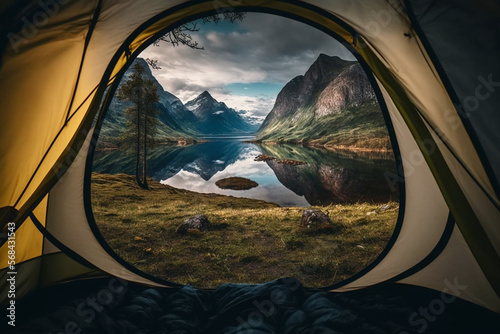 linda fotografia de dentro de uma barrada nas montanhas da noruega 