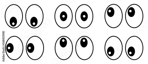 Set cartoon eyes icons design, look or glance sign collection, eye expression isolated on white background - vector