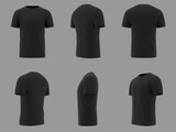 Blank black shirt mockup template, front and back view, isolated on white plain t-shirt mockup. Sweater t-shirt design presentation for printing.