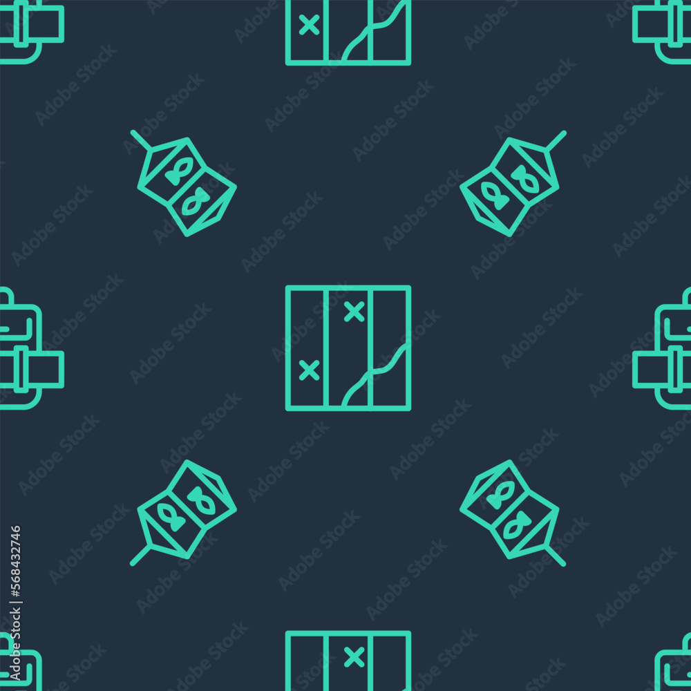 Set line Folded map, Fishing net with fish and Hiking backpack on seamless pattern. Vector Set line Folded map, Fishing net with fish and Hiking backpack on seamless pattern. Vector