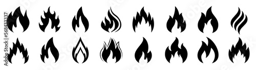 Set of fire. Different flames. Icon illustration for design - for stock