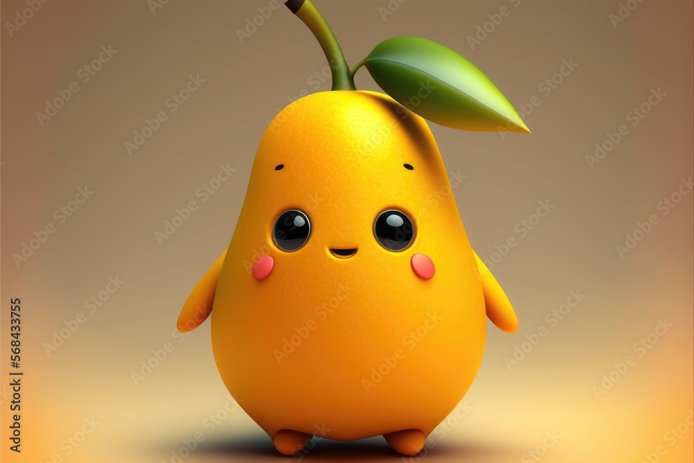 a cute adorable mango character generative ai rendered in the style of children-friendly cartoon animation fantasy style a cute adorable mango character generative ai rendered in the style of children-friendly cartoon animation fantasy style