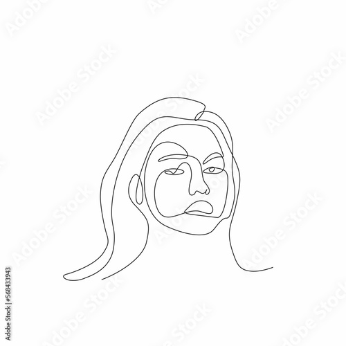 Continuous line face and hair style