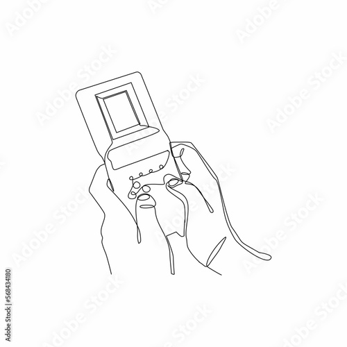 continuous line art of hands playing a game © mamaz