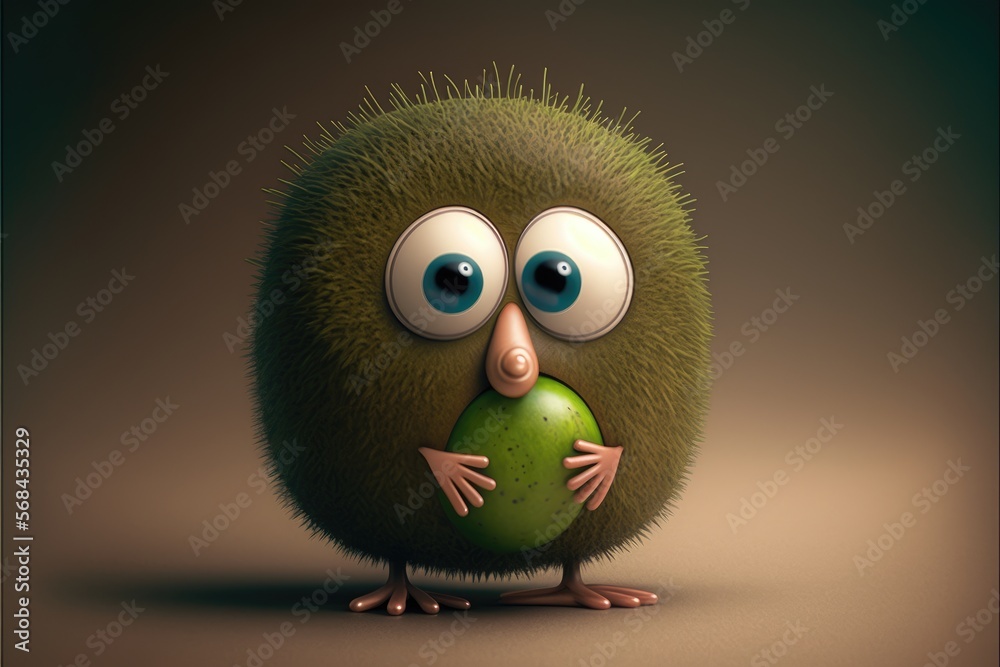 a cute adorable kiwi character generative ai rendered in the style of children-friendly cartoon animation fantasy style a cute adorable kiwi character generative ai rendered in the style of children-friendly cartoon animation fantasy style