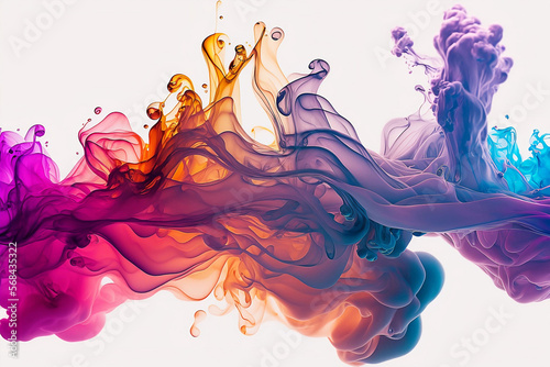 Soft Clouds of Colorful Smoke on White Background - Generated by AI