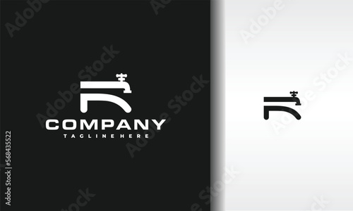 initial letter R water faucet logo