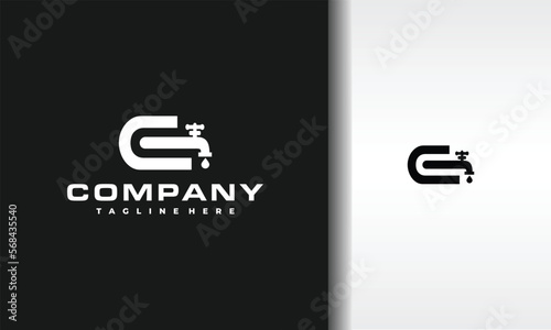 initial letter E water faucet logo