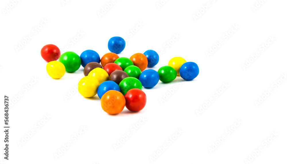 Group of colored candy on a white background