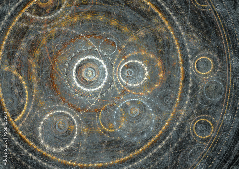Steampunk fractal background, mechanical abstract
