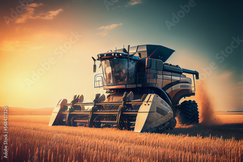 Canvastavla Harvester machine to harvest wheat field working
