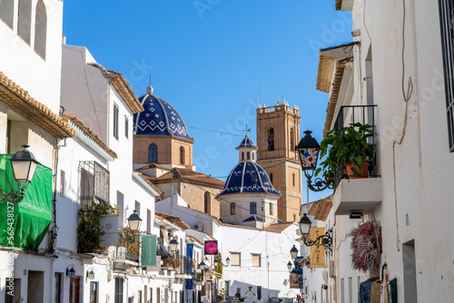 historic town center of Altea with the Our Lady of Solace church and whitewashed buildings