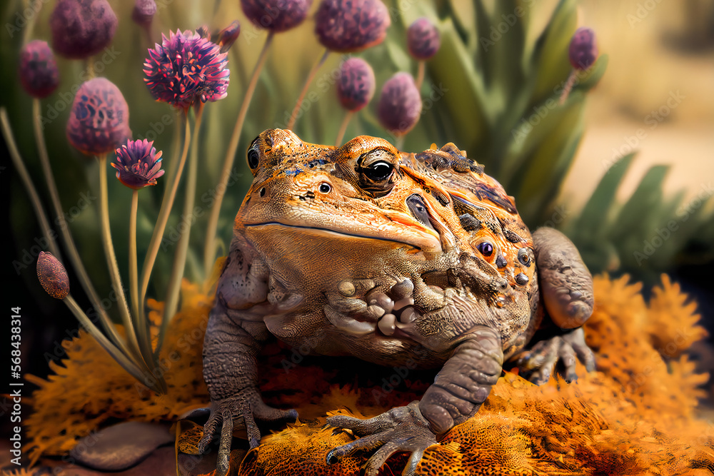 Fototapeta premium Big toad portrait. Generative AI.