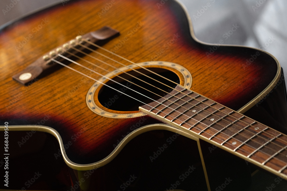 Fototapeta premium acoustic guitar close up