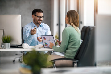 Portrait of success business people working together in the office