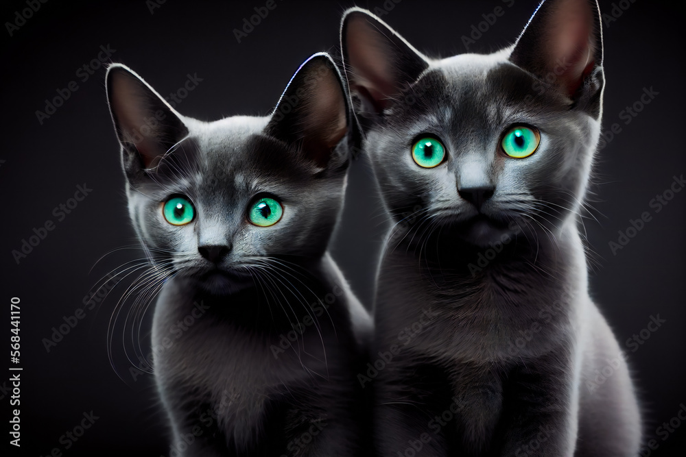 Russian blue cat. Generative AI. Russian blue cat. Generative AI.