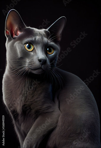  Russian blue cat. Generative AI.