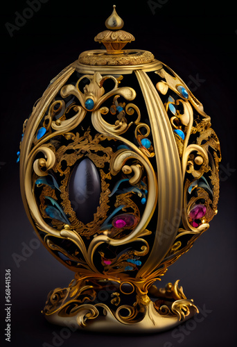 A Gold Jewelry Egg.  Generative AI.