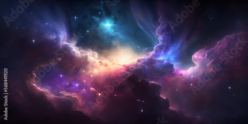 Night Sky  Universe filled with stars  nebula and galaxy  Space Background  Illustration generativ ai