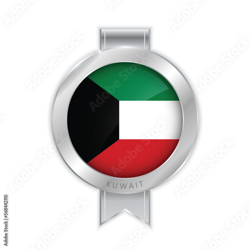 Flag of Kuwait Silver Medal Vector. Realistic 3d silver trophy award medals for winner. Honor prize. Realistic illustration. Free Download Flag of Kuwait Silver Medal Vector. Realistic 3d silver trophy award medals for winner. Honor prize. Realistic illustration. - GFXLoad
