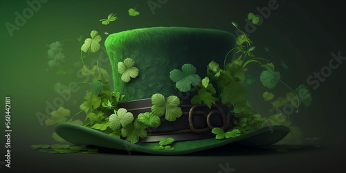 The Green Leprechaun Hat and Four-Leaf Clover, generative ai