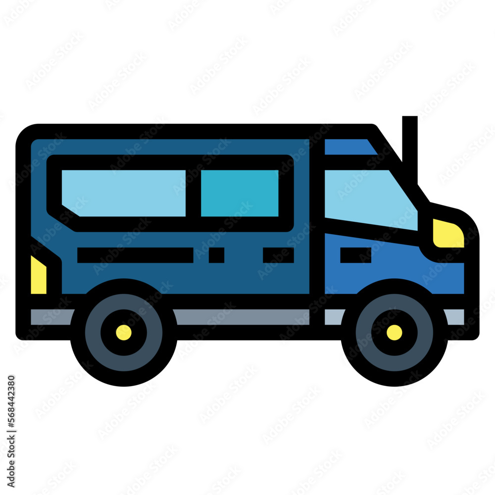 cargo truck filled outline icon style