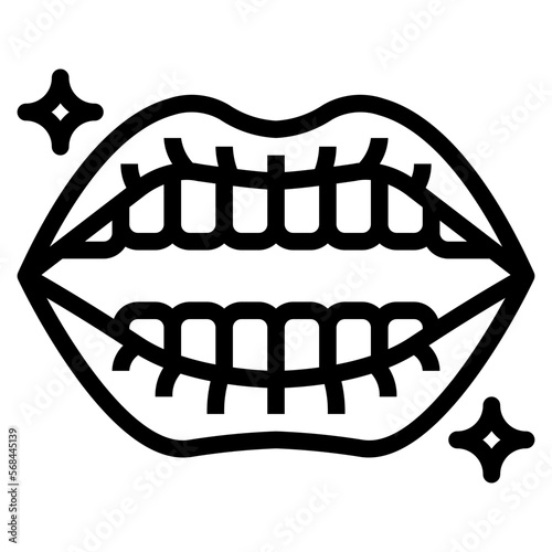 gold teeth line icon style