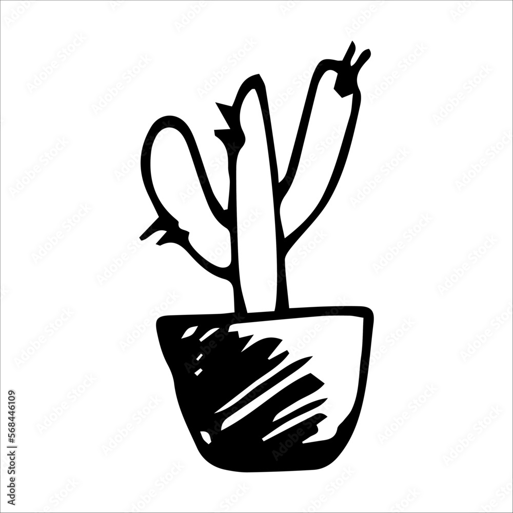 Vector illustration black and white flower pot. Stock Vector | Adobe Stock