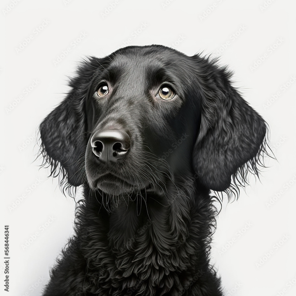 Curly Coated Retriever Dog looking at camera, Photo Studio, Generative AI Curly Coated Retriever Dog looking at camera, Photo Studio, Generative AI