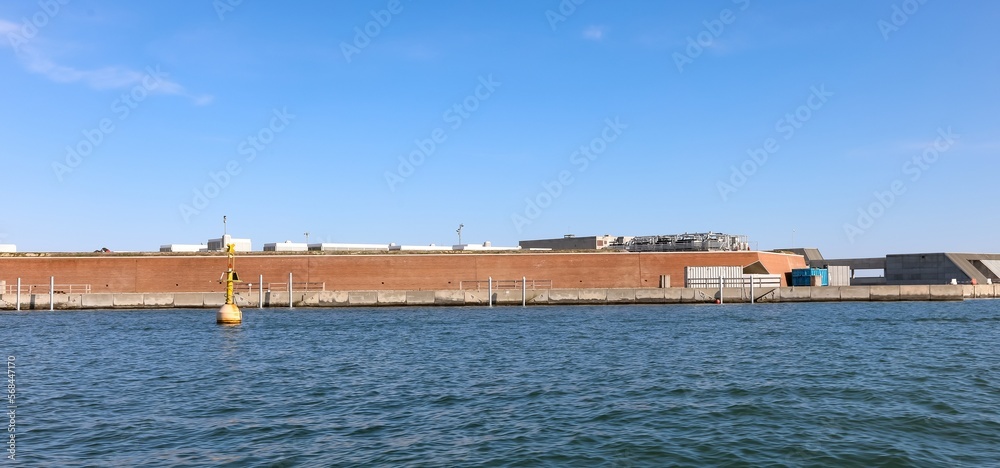 dam for the protection of the high tide of the island of Venice in Italy called MOSE PROJECT