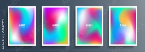Set of vibrant abstract backgrounds with green, blue, yellow and red soft color gradients for your creative graphic design. Vector illustration.