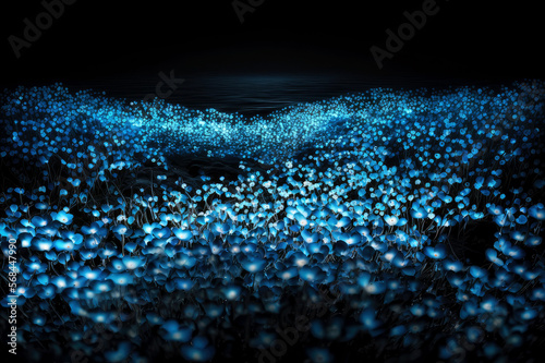 wide field with thousands of blue nemophila, generative ai © Fatih Nizam