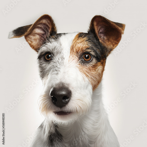 Fox Terrier Dog looking at camera, Photo Studio, Generative AI