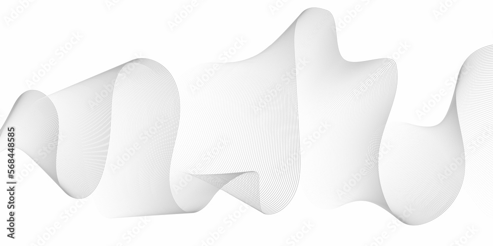 Wave line background with smooth shape. Beautiful wavy line on a white background. Horizontal banner template. Abstract futuristic template. Chrome technological wallpaper. Wave line background with smooth shape. Beautiful wavy line on a white background. Horizontal banner template. Abstract futuristic template. Chrome technological wallpaper.