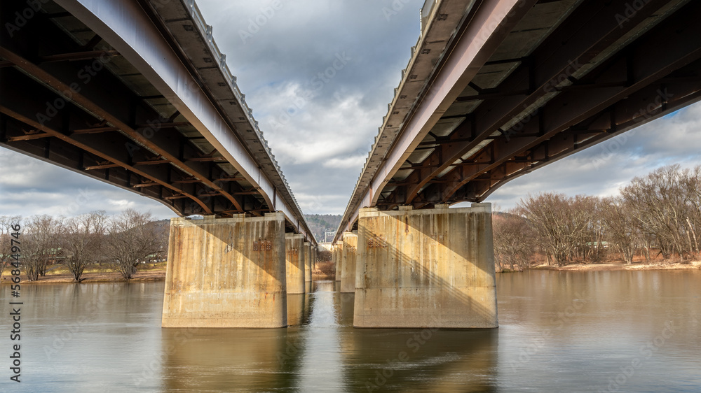 View from under I84 highway over the Delaware River at Matamoris, PA View from under I84 highway over the Delaware River at Matamoris, PA