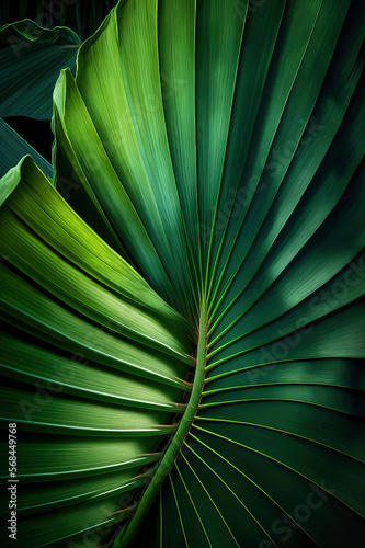 palm leaf texture natural tropical green leaf close  generative ai
