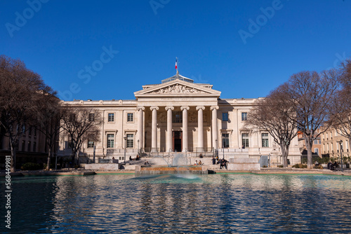 Marseille, France - FEB 28, 2022: Exterior view of the Palace of Justice in Marseille, France
