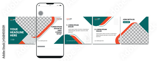 Carousel post template. Instagram microblog carousel post. Editable social media carousel post for business.