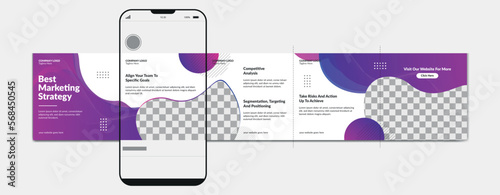 Carousel post template. Instagram microblog carousel post. Editable social media carousel post for business.