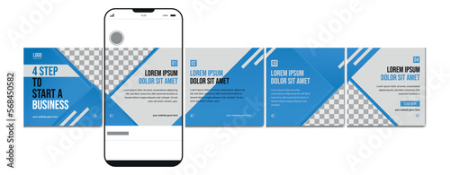Carousel post template. Instagram microblog carousel post. Editable social media carousel post for business.