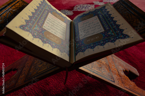 The Holy Quran or Kuran-i Kerim on the lectern. Islamic photo
