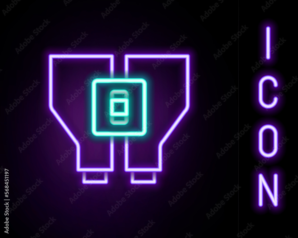 Glowing neon line Binoculars icon isolated on black background. Find software sign. Spy equipment symbol. Colorful outline concept. Vector Glowing neon line Binoculars icon isolated on black background. Find software sign. Spy equipment symbol. Colorful outline concept. Vector