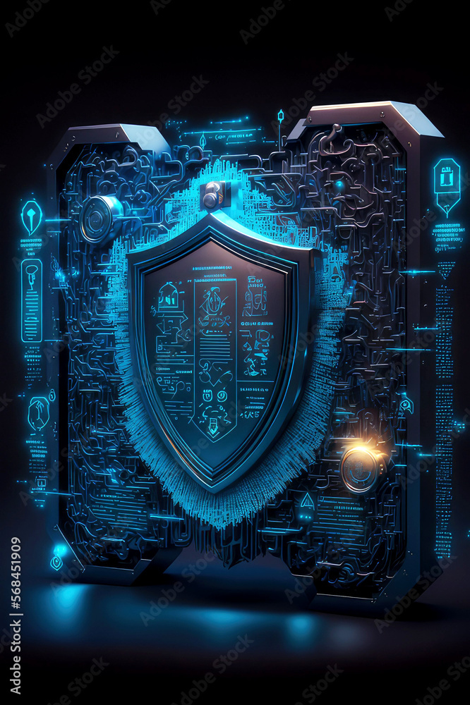Fototapeta premium internet security and data protection concept, blockchain and cybersecurity , generative ai