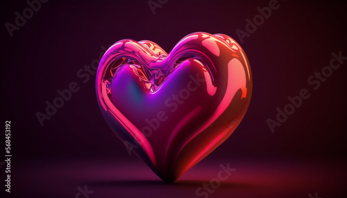 A very pretty metallic  pink heart that reflects the light. High resolution.